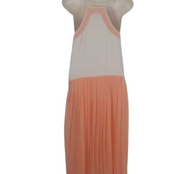 Leo Meets Virgo Grey Pink High Low Pleated Midi Dress - Picture 5 of 6